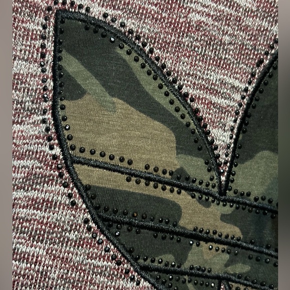 ADIDAS Pullover Hoodie Sequin Camo Logo Sweatshirt - Picture 4 of 8